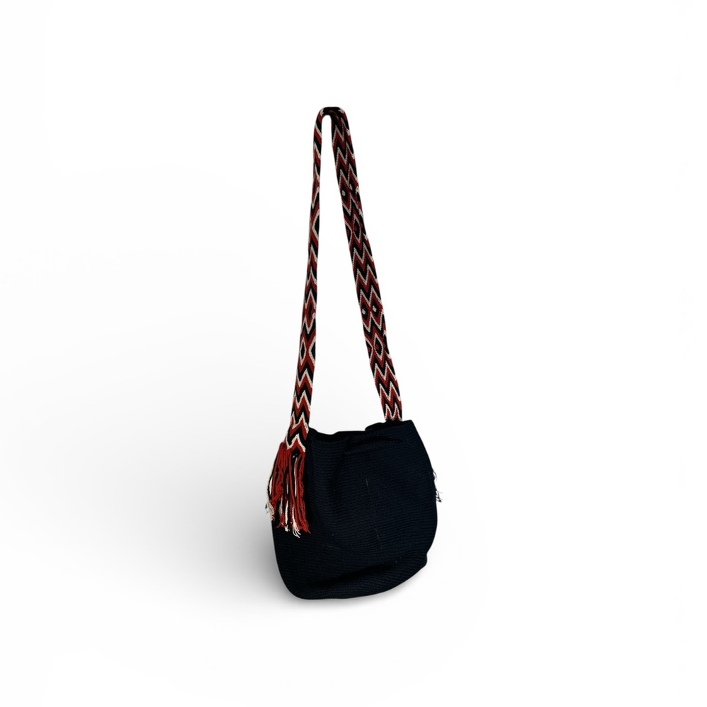 Stylish Navy Blue Woven Shoulder Bag - Picture 2 of 3